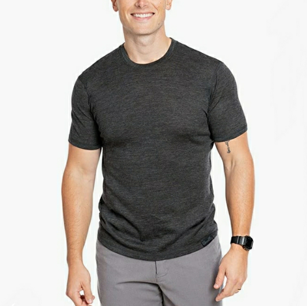 Woolly Men's Crew Neck T-Shirt Ultralight 100% Merino Wool Gray Size S
